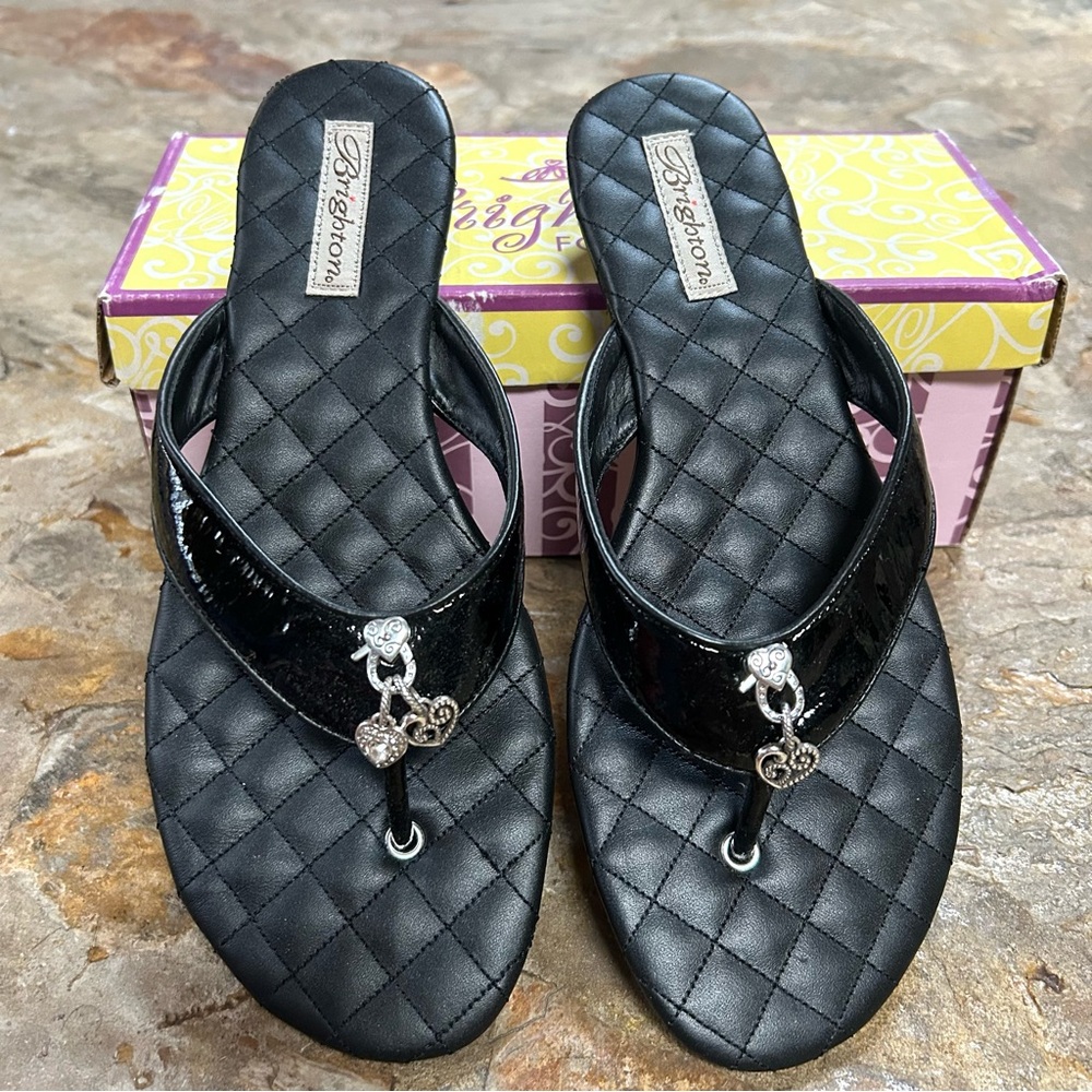 Brighton Charm Sandals black patent leather 11